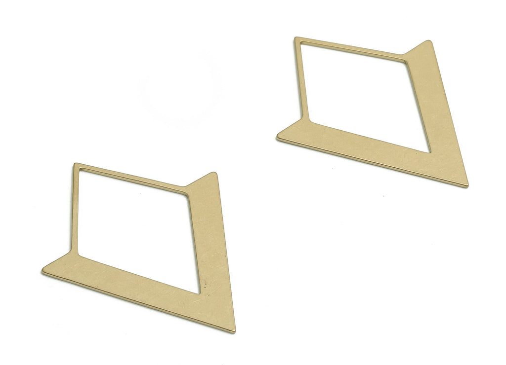 Brass Rhombic Earring Charms - Raw Brass Rhombic Pendant - DIY Jewelry Making Supplies - 34.31x27.13x0.59mm - PP4761 - DOMEDBAZAAR