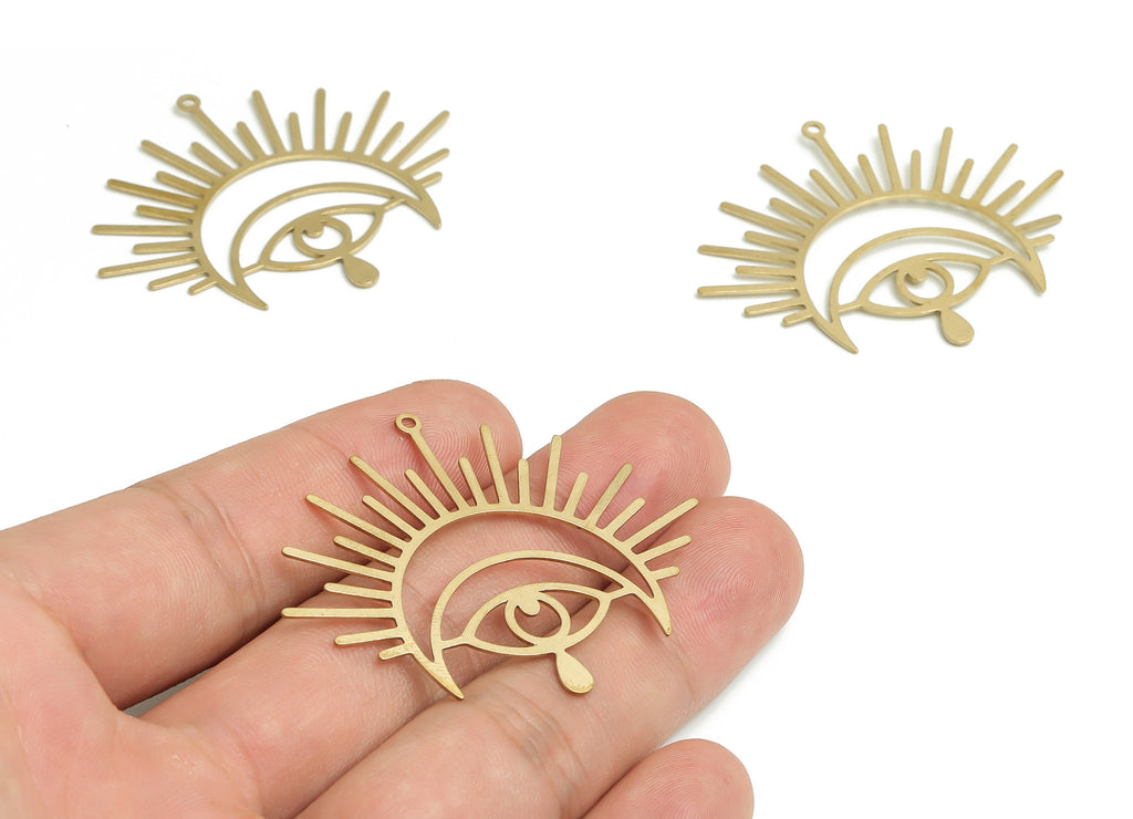 Half Sun Earring Charms - Raw Brass Crescent Eye Pendant - Semicircle Moon Charms – Jewelry Making Supplies - 50.42x0.63x0.68mm - PP4806 - DOMEDBAZAAR