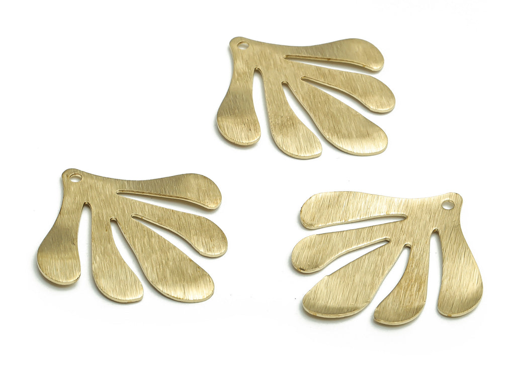 Brass Textured Leaf Charms - Textured Leaf Shaped Raw Brass Pendant - DIY Jewelry Supplies - 30.58x29.05x0.83mm - PP4716 - DOMEDBAZAAR