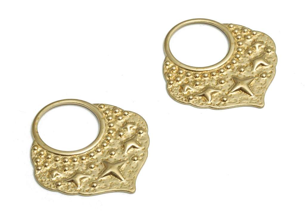 Raw Brass Irregular Pendant – Brass Hammered Stars Earring Charm - Jewelry Making Supplies - 26.81x24.59x1.25mm- PP4727 - DOMEDBAZAAR