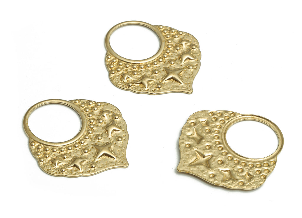 Raw Brass Irregular Pendant – Brass Hammered Stars Earring Charm - Jewelry Making Supplies - 26.81x24.59x1.25mm- PP4727 - DOMEDBAZAAR