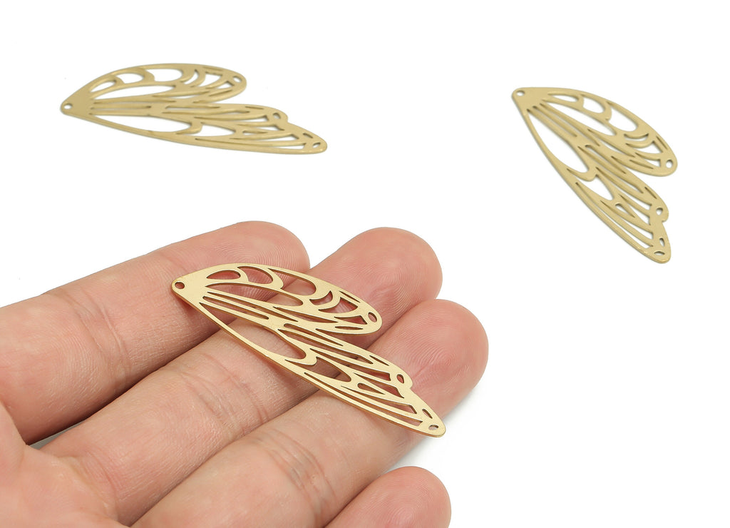 Brass Butterfly Wing Earring Charms - Raw Brass Wing Pendant - Jewelry Making Supplies - 49.03x20.6x0.86mm - PP4783 - DOMEDBAZAAR