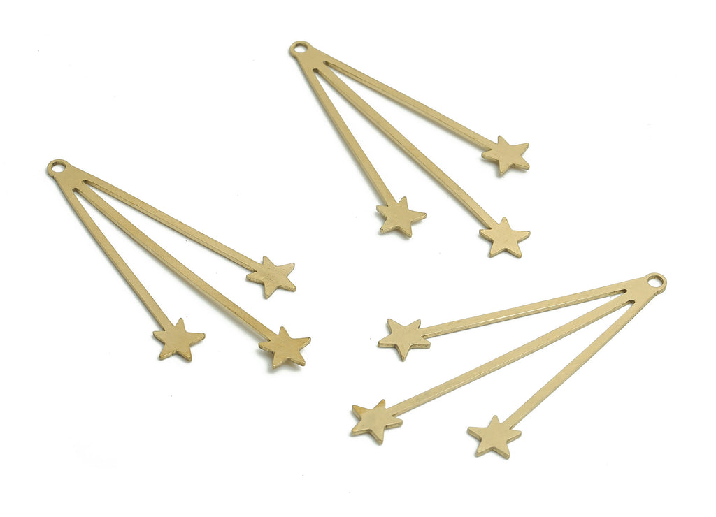 Brass Stars Earring Charms - Raw Brass Stars Pendant - DIYJewelry Making Supplies - 39.81x21.59x0.58mm - PP4737 - DOMEDBAZAAR