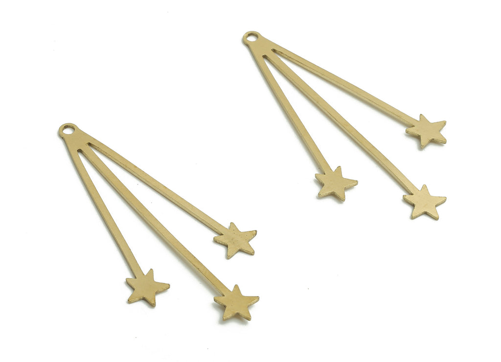 Brass Stars Earring Charms - Raw Brass Stars Pendant - DIYJewelry Making Supplies - 39.81x21.59x0.58mm - PP4737 - DOMEDBAZAAR