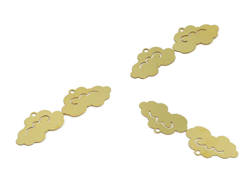 Brass Cloud Earring Charms - Raw Brass Cloud Pendant - Jewelry Making Supplies - 35.47mm x 10.48mm x 0.28mm - JJC11716 - DOMEDBAZAAR