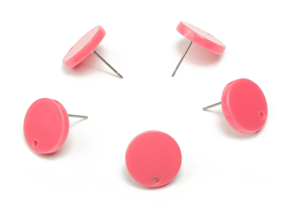 Acrylic Mini Round Earring Stud - Acrylic Circle Earring Post - Jewelry Making Supplies - Color Code:A721 - 14.83x14.79x2.52mm - AC1888-A721 - DOMEDBAZAAR