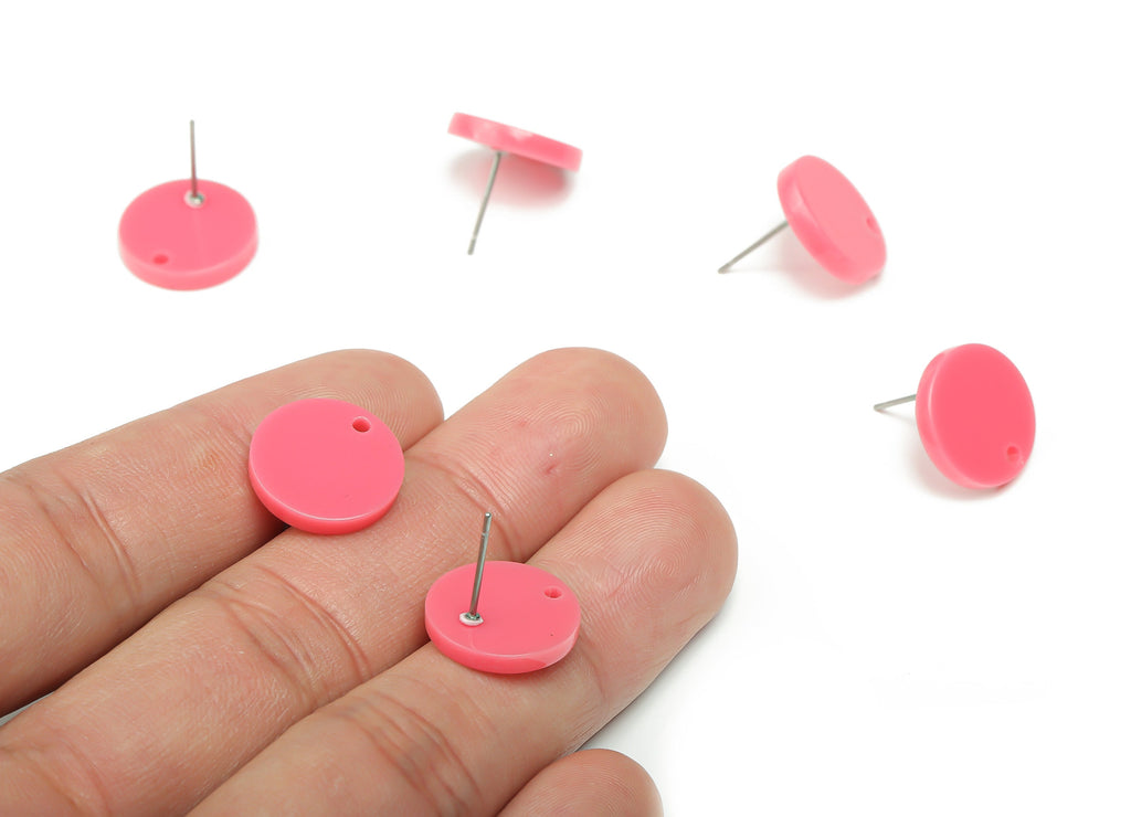 Acrylic Mini Round Earring Stud - Acrylic Circle Earring Post - Jewelry Making Supplies - Color Code:A721 - 14.83x14.79x2.52mm - AC1888-A721 - DOMEDBAZAAR
