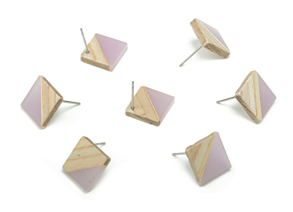 Plain Wood Square Earring Stud - Resin Square Post - 316 Surgical Stainless Steel Stud - Jewelry Supplies - 12.81x12.74x2.96mm - BB1134B - DOMEDBAZAAR