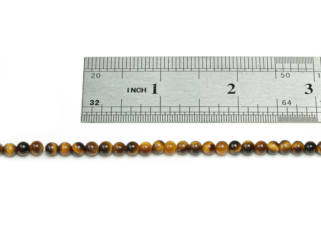 Tigers Eye Yellow Round Beads 4mm - 15.5 inch - Round Gemstone Beads - Natural Stone Beads - 4x4mm - NS1524 - DOMEDBAZAAR