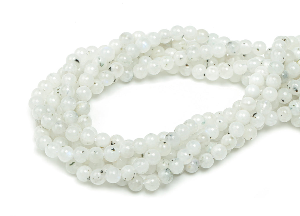 Blue Moonstone Round Beads 4mm - 15.5 inch - Round Gemstone Beads -  Natural Stone Beads - 4x4mm - NS1463 - DOMEDBAZAAR