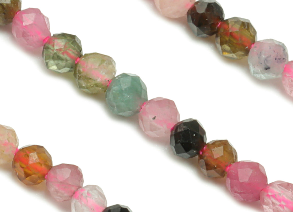 Tourmaline Round Beads 2mm - 15.5 inch - Faceted Round Gemstone Beads - Natural Stone Beads - 2x2m - NS1512 - DOMEDBAZAAR