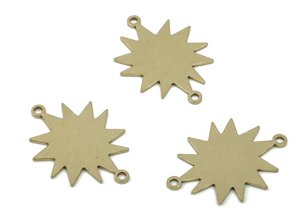 Stamping Blank Brass Sun Earring Connectors - Raw Brass Sun Charms and Pendant - Jewelry Making Supplies - 24.86x18.59x0.9mm - PPA0001 - DOMEDBAZAAR