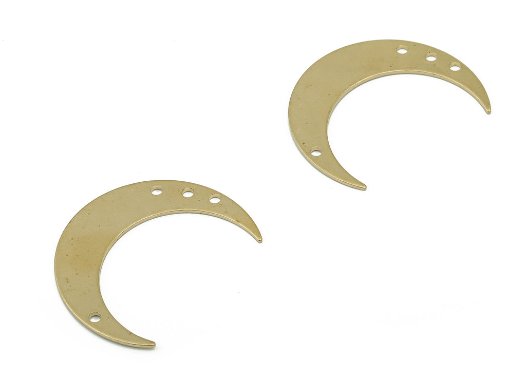 Brass Crescent Earring Connectors - Raw Brass Moon Charms and Pendant - Jewelry Making Supplies - 37.83x33.01x1.03mm - PP4826 - DOMEDBAZAAR