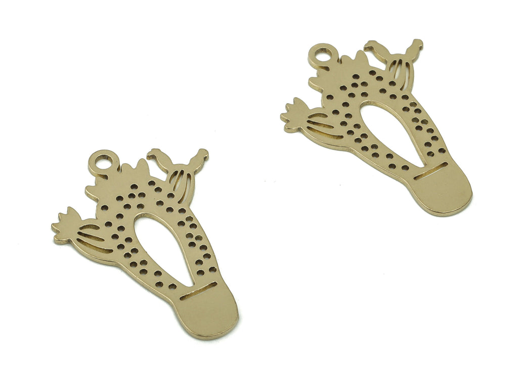 Brass Cactus Earring Charms - Raw Brass Cactus Pendant - Laser Cut Charm - DIY Jewelry Making Supplies - 30.63x22.54x0.84mm - PPA0164 - DOMEDBAZAAR