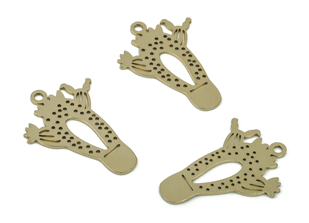 Brass Cactus Earring Charms - Raw Brass Cactus Pendant - Laser Cut Charm - DIY Jewelry Making Supplies - 30.63x22.54x0.84mm - PPA0164 - DOMEDBAZAAR