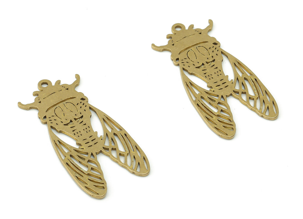 Brass Insect Earring Charms - Raw Brass Insect Pendant - DIY Jewelry Making Supplies - 33.73x15.92x0.84mm - PPA0512 - DOMEDBAZAAR