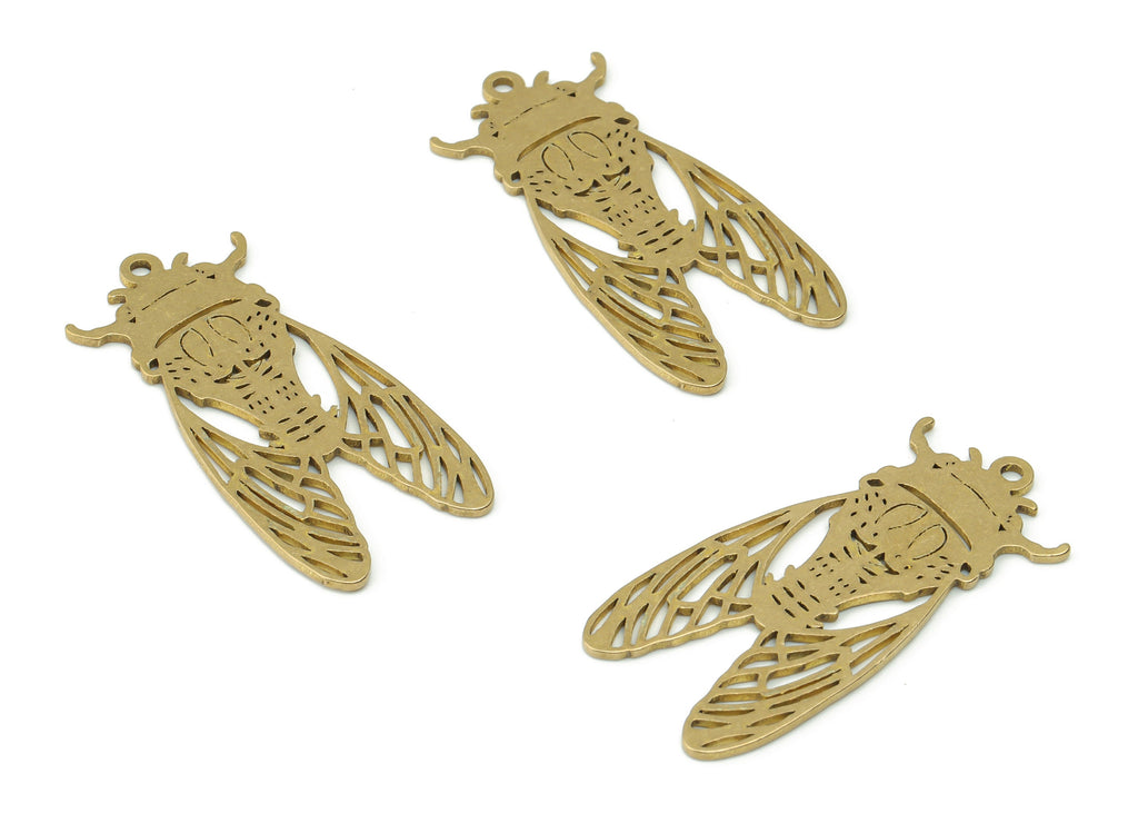 Brass Insect Earring Charms - Raw Brass Insect Pendant - DIY Jewelry Making Supplies - 33.73x15.92x0.84mm - PPA0512 - DOMEDBAZAAR
