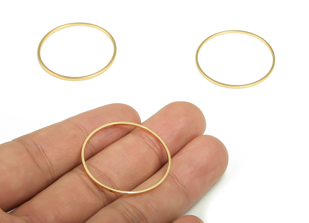 Brass Round Connector - Gold Round Links - Brass Circle Connector - 18K Real Gold Plated Brass - Jewelry Supplies - 30x0.8x1mm - RGP3313-30 - DOMEDBAZAAR