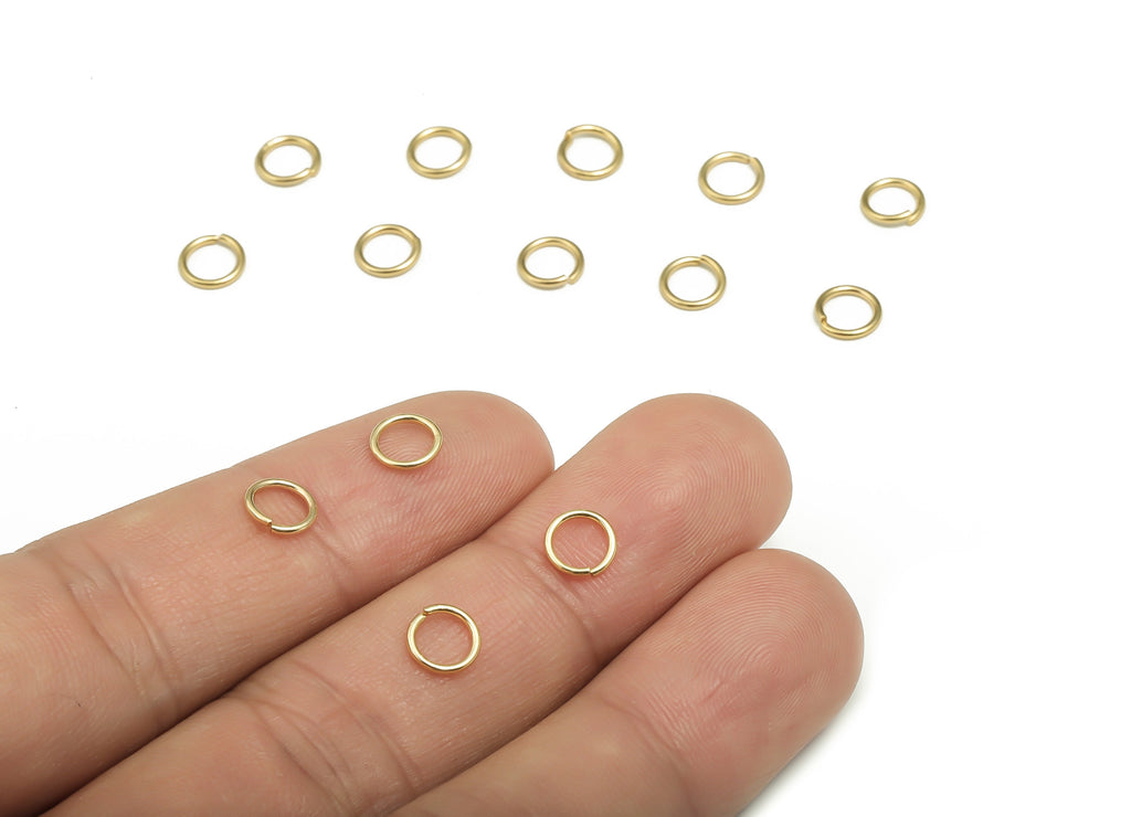 Brass Open Jump Rings - 6x0.8mm - Gold Open Jump Rings - 18K Real Gold Plated Brass - Jewelry Making Supplies - 6x6x0.8mm - RGP4138-6*0.8 - DOMEDBAZAAR