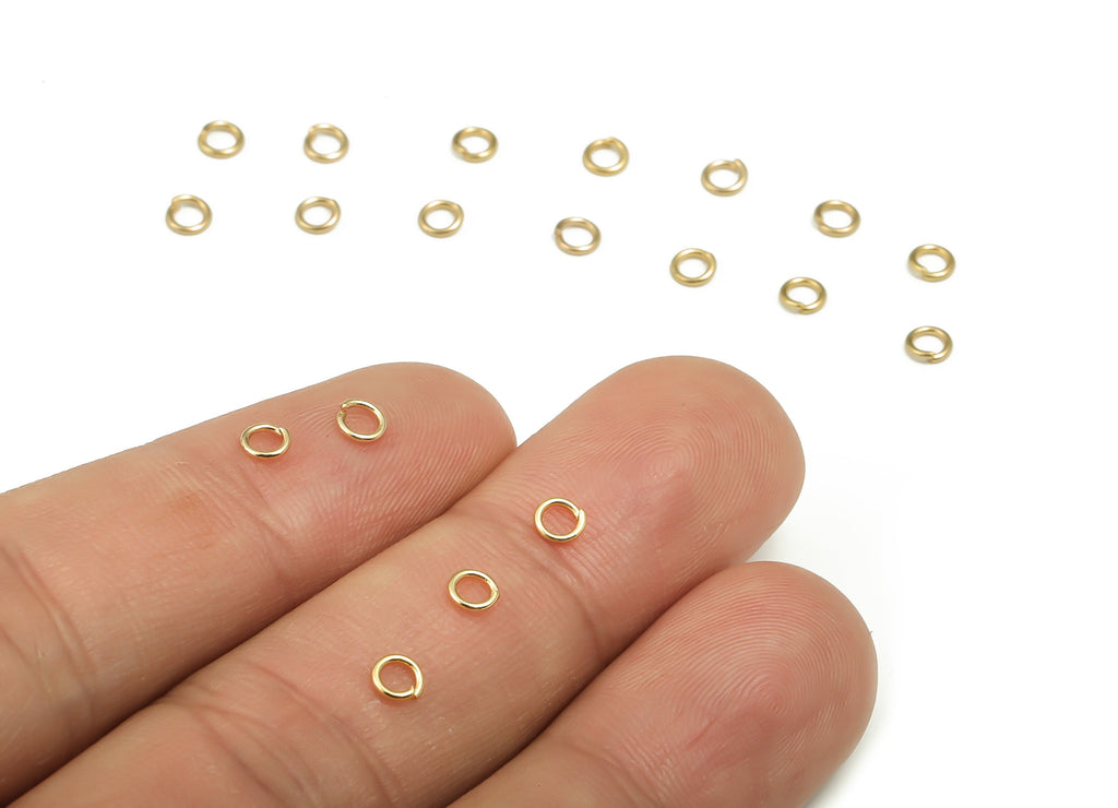Brass Open Jump Rings - 3.5x0.6mm - Gold Open Jump Rings - 18K Real Gold Plated Brass - Jewelry Supplies - 3.5x3.5x0.6mm - RGP4138-3.5*0.6 - DOMEDBAZAAR