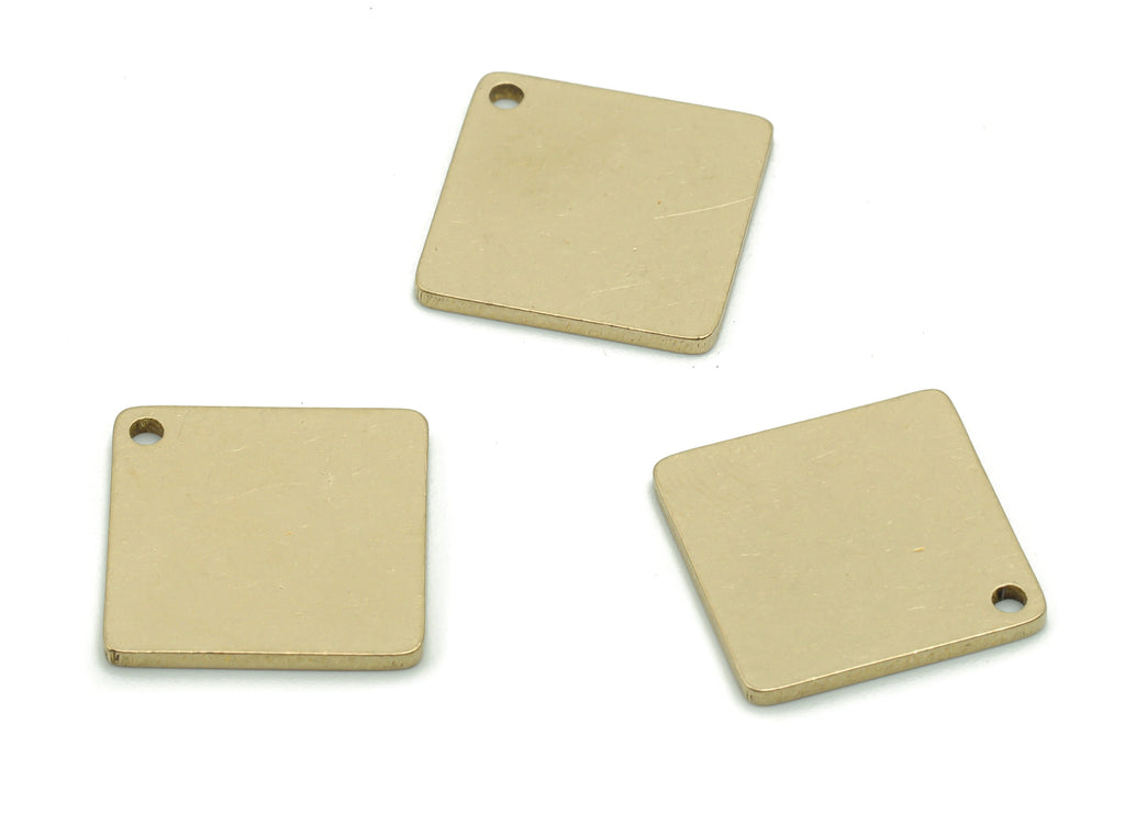 Personalized Stamping Blank - Brass Square Earring Charms - Raw Brass Square Pendant - Jewelry Making Supplies - 12.98x12.98x0.94mm - PP4936 - DOMEDBAZAAR