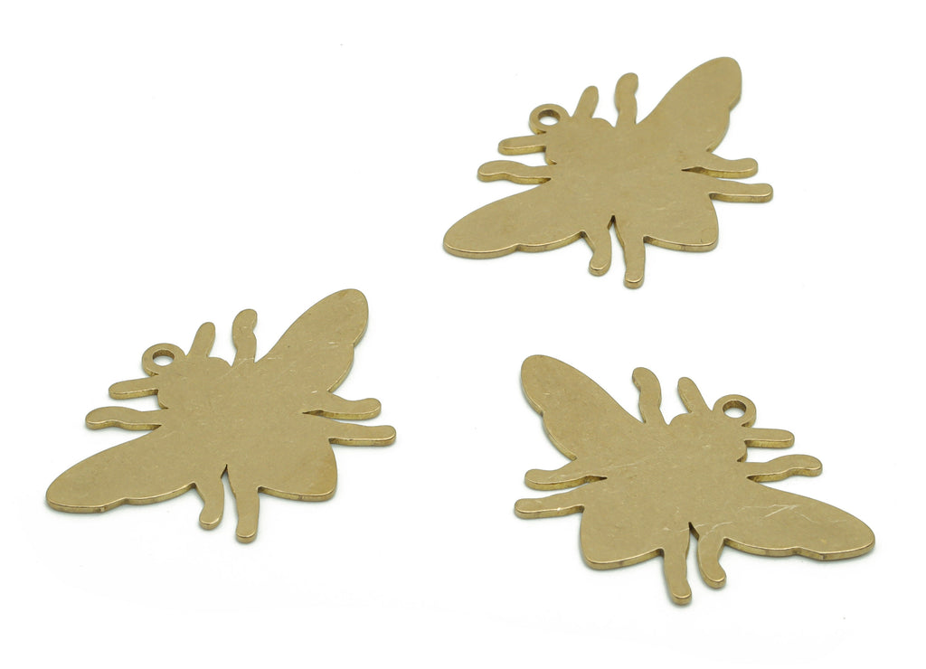 Personalized Stamping Blank - Brass Bee Earring Charms - Raw Brass Bee Pendant - Jewelry Making Supplies - 29.7x19.32x0.67mm - PPA0528 - DOMEDBAZAAR