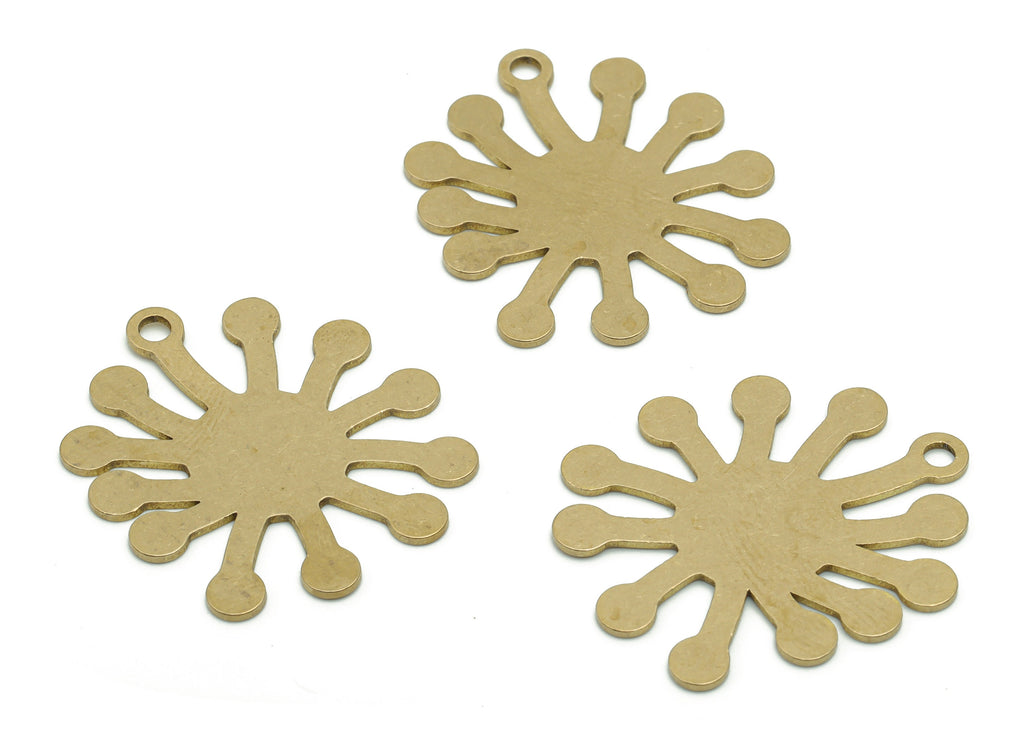 Personalized Stamping Blank - Brass Virus Earring Charms - Raw Brass Sun Pendant - Jewelry Making Supplies - 29.43x25.72x0.77mm - PPA0572 - DOMEDBAZAAR