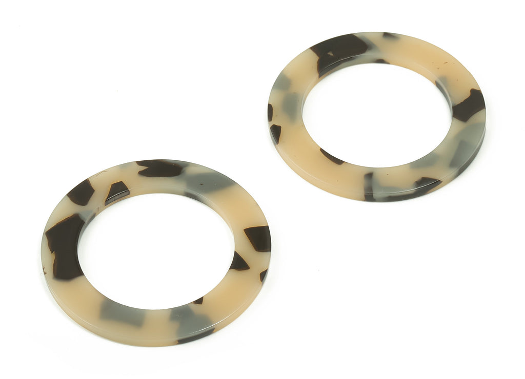 Acetate Hoop Earring Connector - Acetate Circle Pendant - Tortoise Shell - No Hole - Color Code: A630 - 44.32x44.28x2.48mm-AC2354-A630 - DOMEDBAZAAR