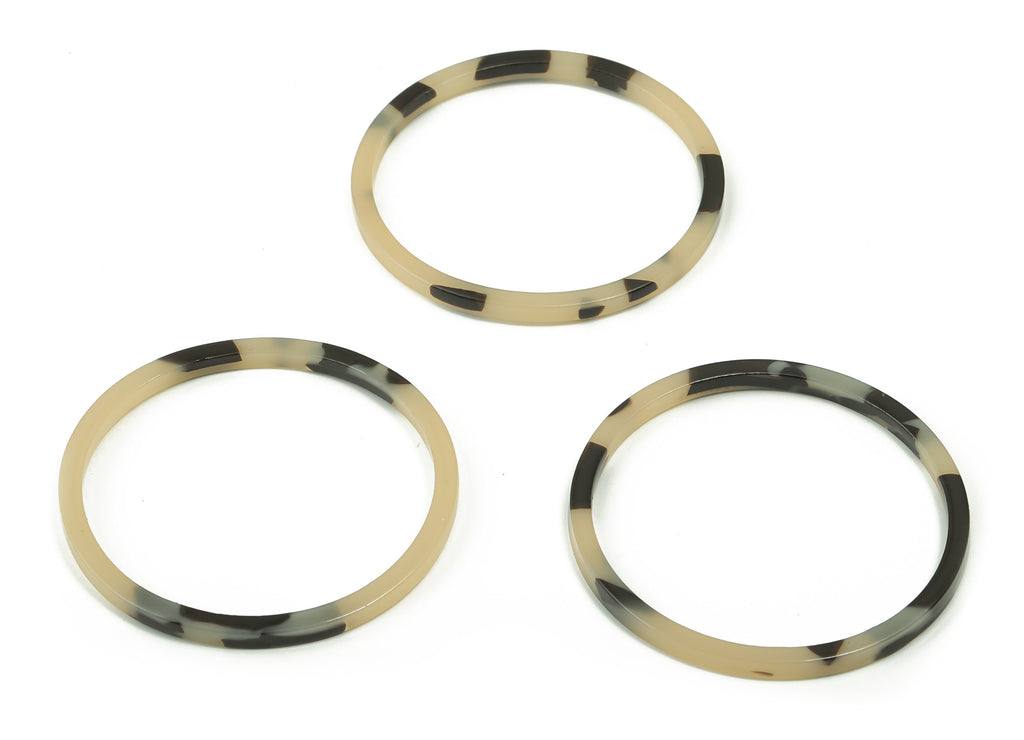 Acetate Hoop Earring Connector - Acetate Circle Pendant - Tortoise Shell - No Hole - Color Code: A630 - 43.37x43.06x2.9mm -AC2355-A630 - DOMEDBAZAAR