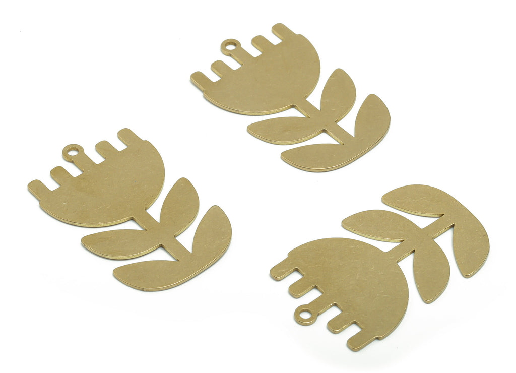 Personalized Stamping Blank - Brass Mosaic Leafs Charms - Raw Brass Mosaic Flower Pendant - Jewelry Supplies - 37.84x23.77x0.77mm - PPA0849 - DOMEDBAZAAR