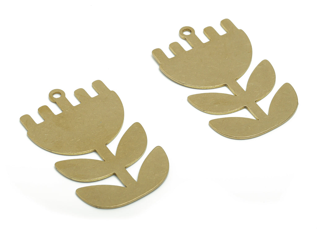 Personalized Stamping Blank - Brass Mosaic Leafs Charms - Raw Brass Mosaic Flower Pendant - Jewelry Supplies - 37.84x23.77x0.77mm - PPA0849 - DOMEDBAZAAR