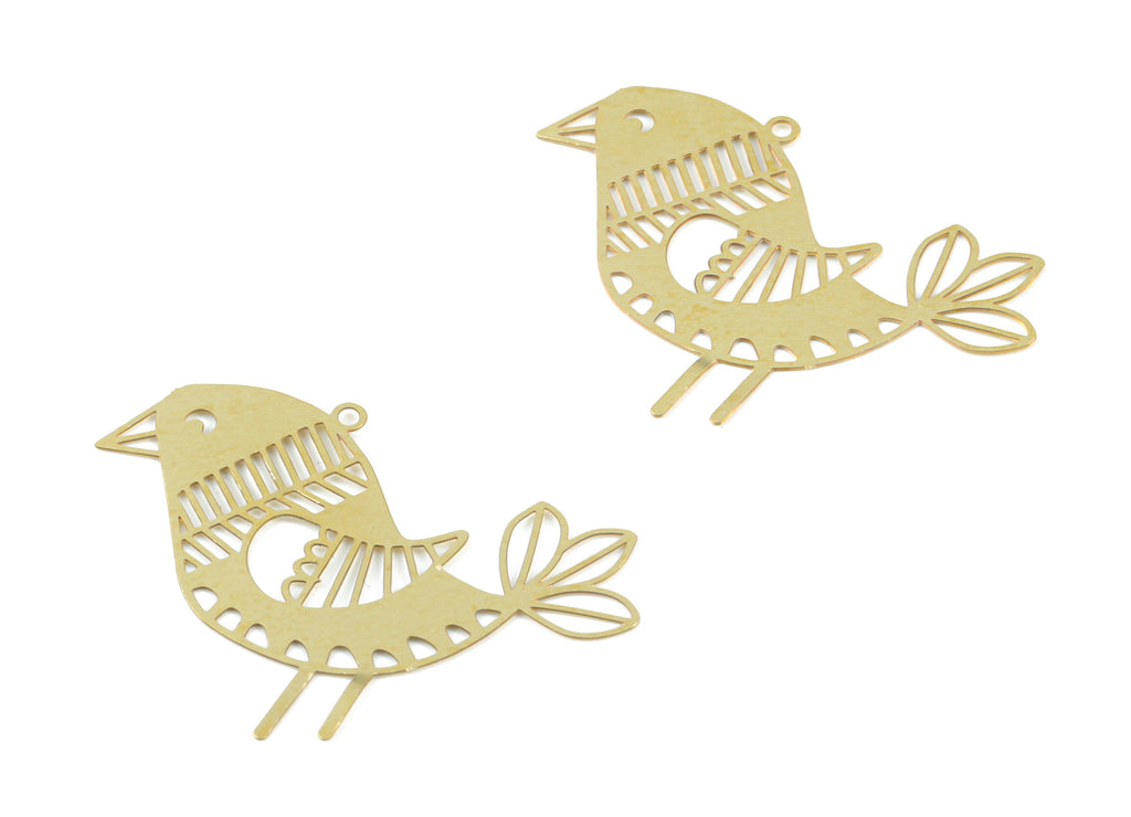 Brass Chick Earring Charms - Raw Brass Chick Pendant - Jewelry Making Supplies - 37.19x25.37x0.27mm - JJB6496 - DOMEDBAZAAR