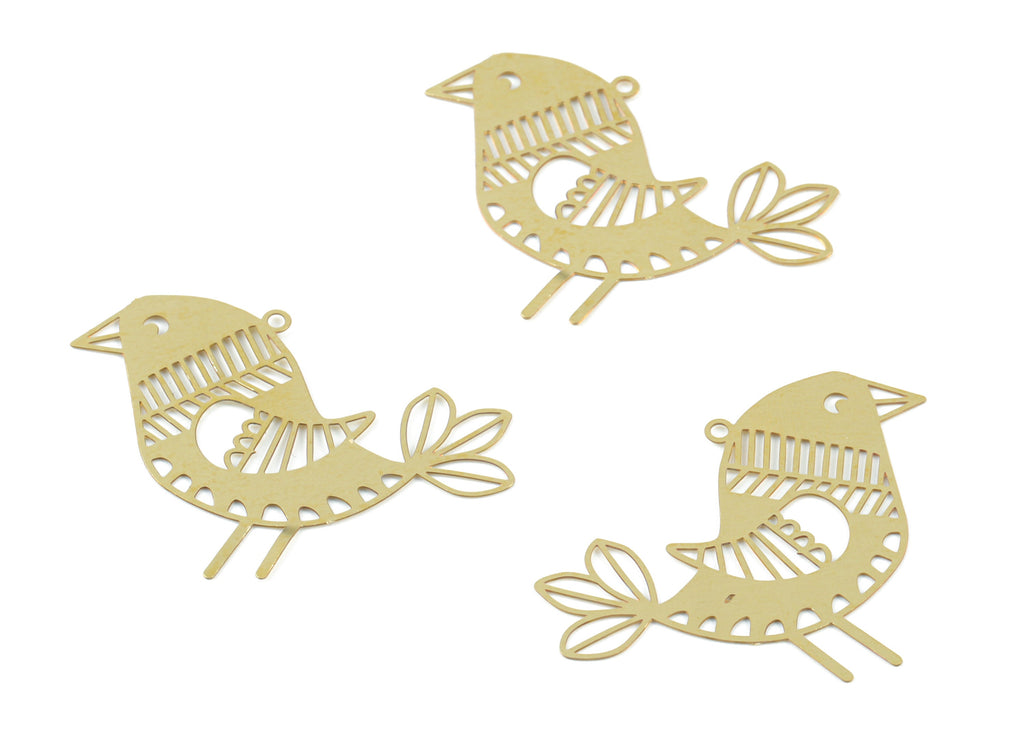 Brass Chick Earring Charms - Raw Brass Chick Pendant - Jewelry Making Supplies - 37.19x25.37x0.27mm - JJB6496 - DOMEDBAZAAR