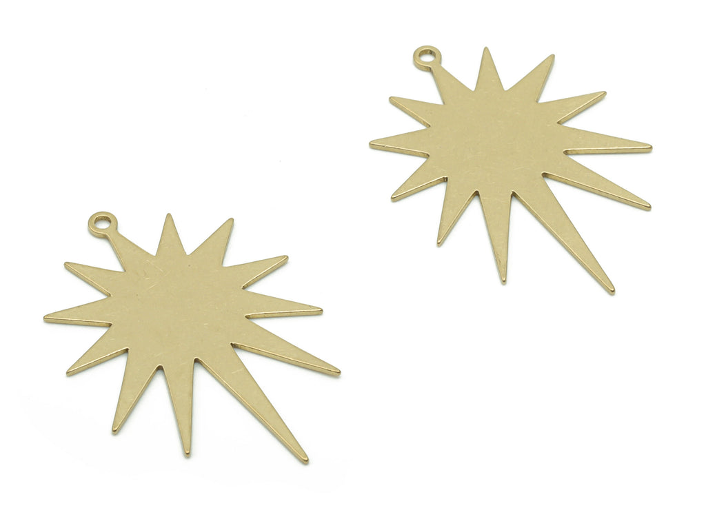 Personalized Stamping Blank - Brass Sun Star Earring Charms - Raw Brass Sun Pendant - Jewelry Making Supplies - 29.88x20.57x0.54mm - PP4970 - DOMEDBAZAAR