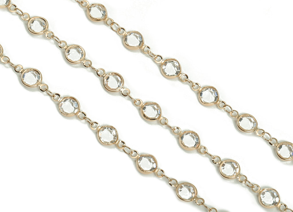Glass Bead Chain - KC Gold Tone  Plated Brass Chain - Soldered Round Beaded Chain - For Necklace Bracelet 0.52&quot; x 0.27&quot; x 0.12&quot; CC1207G - DOMEDBAZAAR