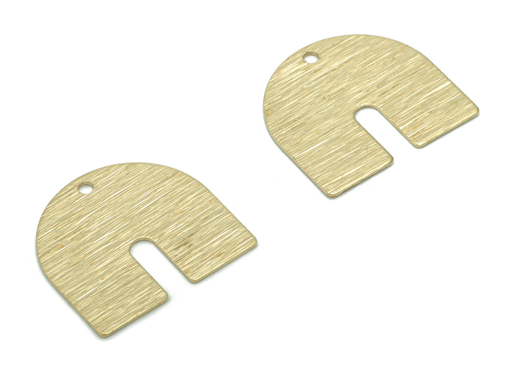 Brass Textured U Earring Charms - Raw Brass U Pendant - Jewelry Making Supplies - 16.98x15.99x0.45mm - PP4998 - DOMEDBAZAAR