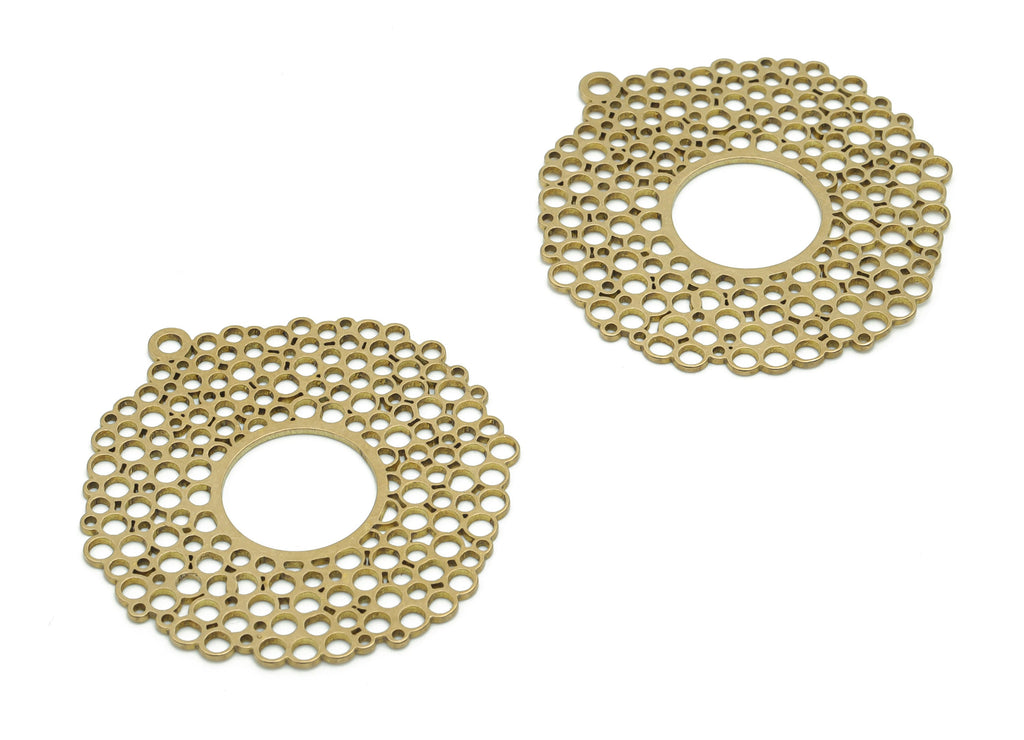 Brass Bubles Round Earring Charms - Raw Brass Bubles Circle Pendant - Jewelry Making Supplies - 40.34x38.48x0.76mm - PPA1054 - DOMEDBAZAAR