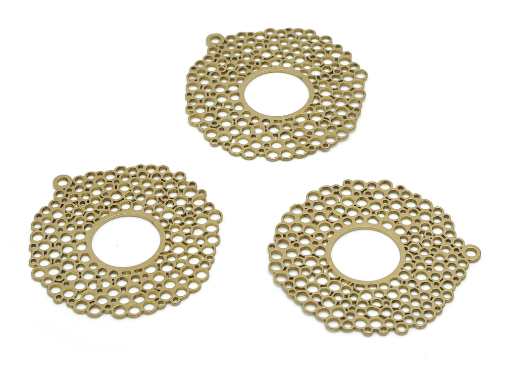 Brass Bubles Round Earring Charms - Raw Brass Bubles Circle Pendant - Jewelry Making Supplies - 40.34x38.48x0.76mm - PPA1054 - DOMEDBAZAAR