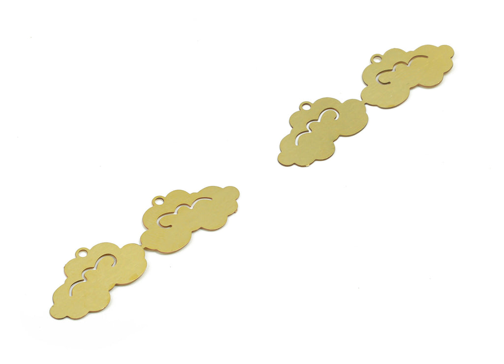 Brass Cloud Earring Charms - Raw Brass Cloud Pendant - Jewelry Making Supplies - 35.47mm x 10.48mm x 0.28mm - JJC11716 - DOMEDBAZAAR