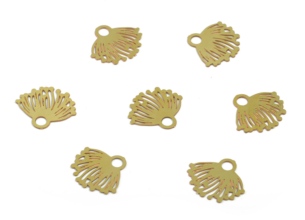 Brass Lotus Earring Charms - Raw Brass Lotus Pendant - Jewellery Making Supplies - 10.13mm x 8.94mm x 0.25mm - JJC12313 - DOMEDBAZAAR