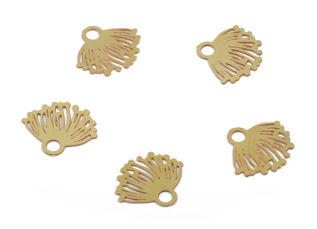 Brass Lotus Earring Charms - Raw Brass Lotus Pendant - Jewellery Making Supplies - 10.13mm x 8.94mm x 0.25mm - JJC12313 - DOMEDBAZAAR