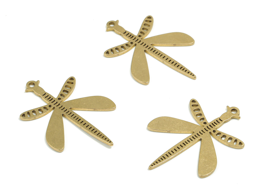 Brass Dragonfly Earring Charms - Raw Brass Dragonfly Pendant - DIY Jewelry Making Supplies - 31.2mm x 22.13mm x 0.87mm - PPA0335 - DOMEDBAZAAR