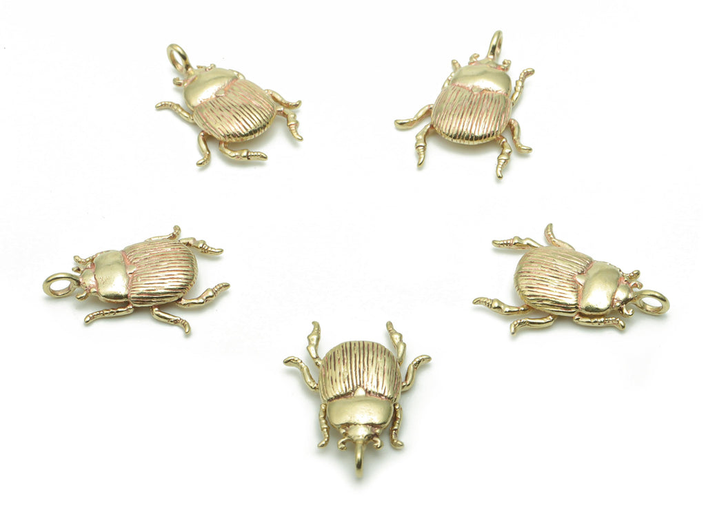Brass Texture Beetle Earring Charms - Raw Brass Insect Pendant - DIY Jewelry Making Supplies - 16.75x12.83x2.7mm - PP5101 - DOMEDBAZAAR