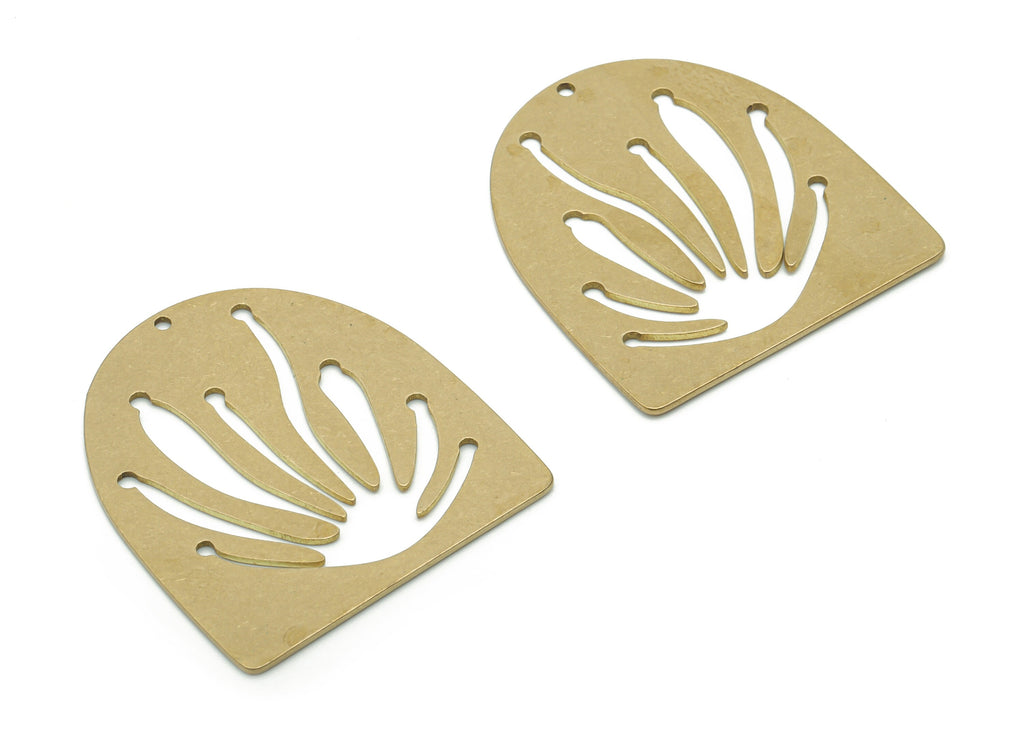 Brass Diamond Lotus Earring Charms - Raw Brass D Flower Pendant - DIY Jewelry Making Supplies - 34.78x31.02x0.75mm - PPA1058 - DOMEDBAZAAR