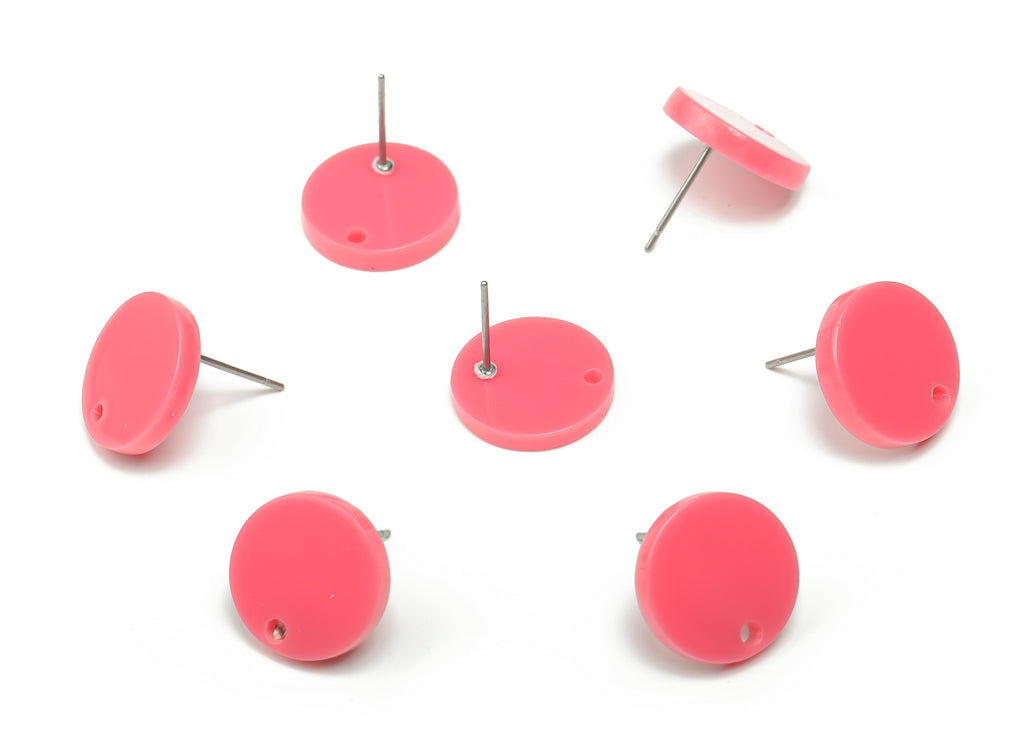 Acrylic Mini Round Earring Stud - Acrylic Circle Earring Post - Jewelry Making Supplies - Color Code:A721 - 14.83x14.79x2.52mm - AC1888-A721 - DOMEDBAZAAR