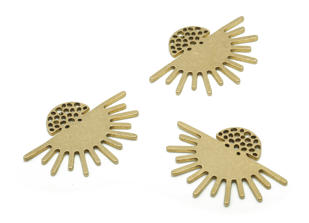 Brass Bubble Semicircle Sun Earring Charms - Raw Brass Half Moon Sun Pendant - Jewelry Making Supplies - 24.65x18.14x0.82mm - PPZ0140 - DOMEDBAZAAR