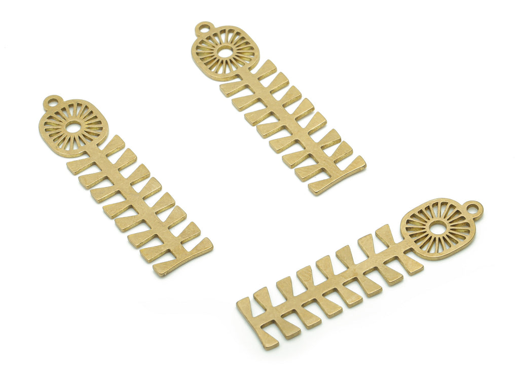Brass Square Sun Leafs Earring Charms - Raw Brass Square Sun Leafs Long Flower Pendant - Jewelry Making Supplies - 37.55x9.2x0.7mm - PPA0867 - DOMEDBAZAAR