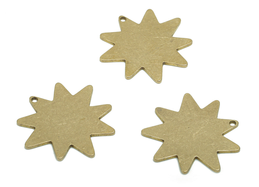 Personalized Stamping Blank - Brass Planet Earring Charms - Raw Brass Star Pendant - Jewelry Making Supplies - 20.65x19.55x0.73mm - PPA0540X - DOMEDBAZAAR