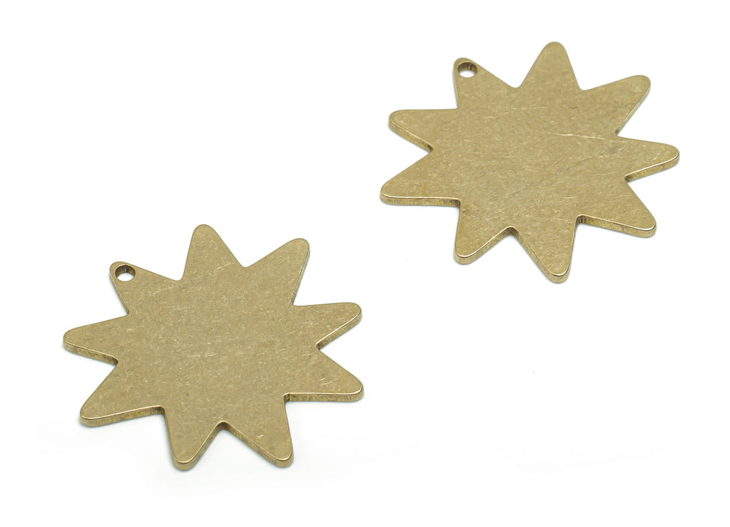 Personalized Stamping Blank - Brass Planet Earring Charms - Raw Brass Star Pendant - Jewelry Making Supplies - 20.65x19.55x0.73mm - PPA0540X - DOMEDBAZAAR