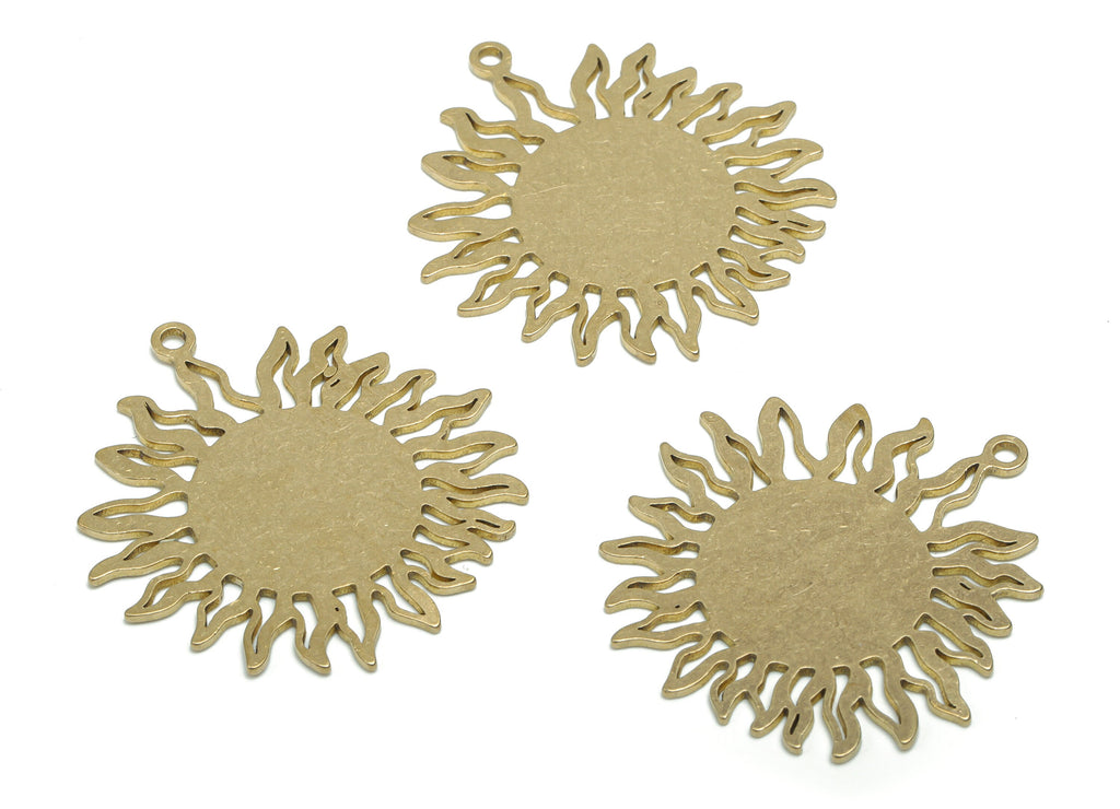 Stamping Blank - Brass Sun Earring Charms - Raw Brass Sun Pendant - DIY Jewelry Making Supplies - 35.76x34.39x0.84mm - PPA1076 - DOMEDBAZAAR